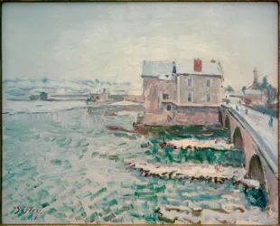 Le pont de Moret en hiver